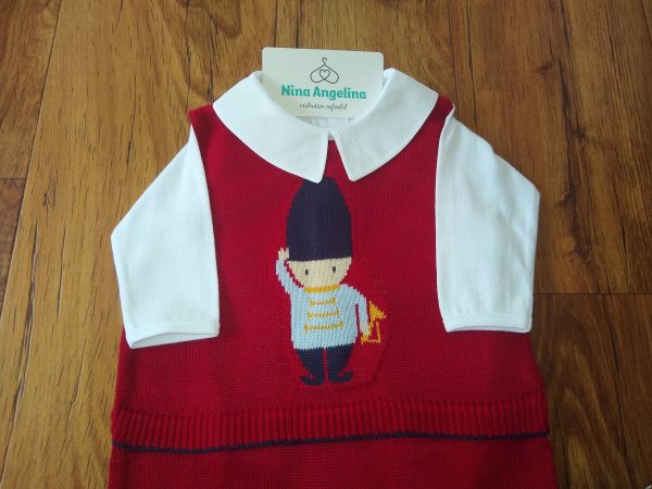 Macacão Salopete em tricot com body Soldadinho