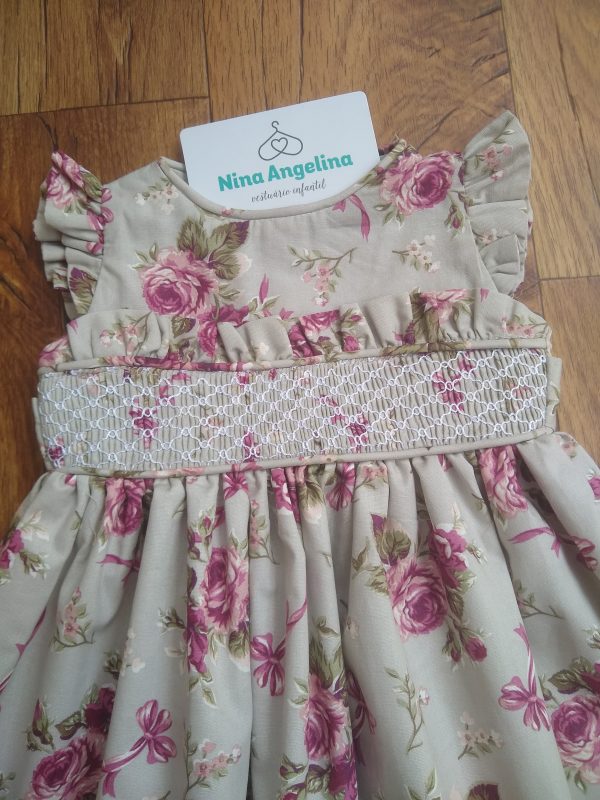 Vestido em algodão rodado, Luxo floral casinha de abelha