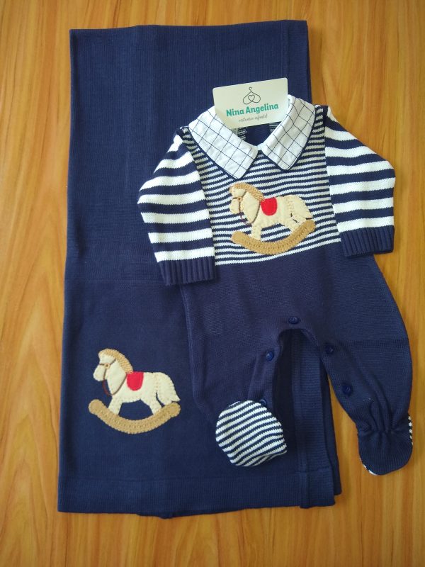 Saída de maternidade em tricot Cavalinho