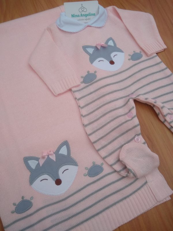 Saída de maternidade em tricot Raposinha Menina