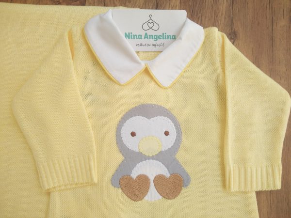 Saída de maternidade em tricot Pinguim Benjamin