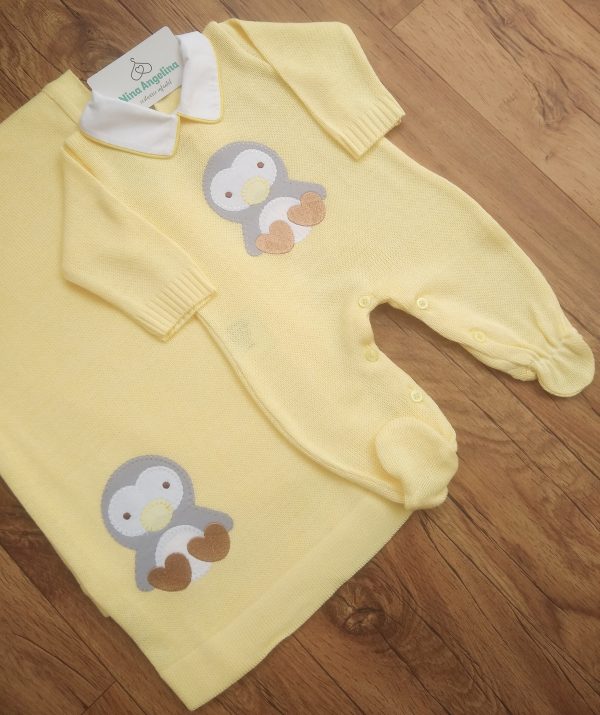 Saída de maternidade em tricot Pinguim Benjamin
