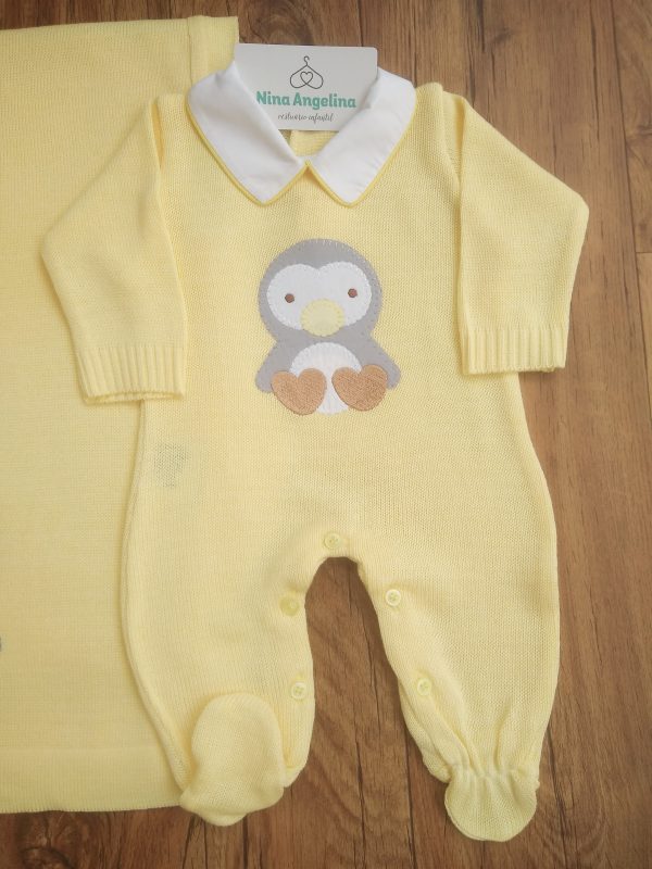 Saída de maternidade em tricot Pinguim Benjamin