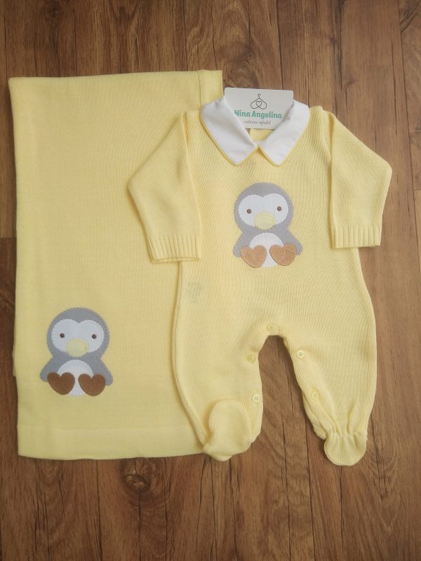 Saída de maternidade em tricot Pinguim Benjamin