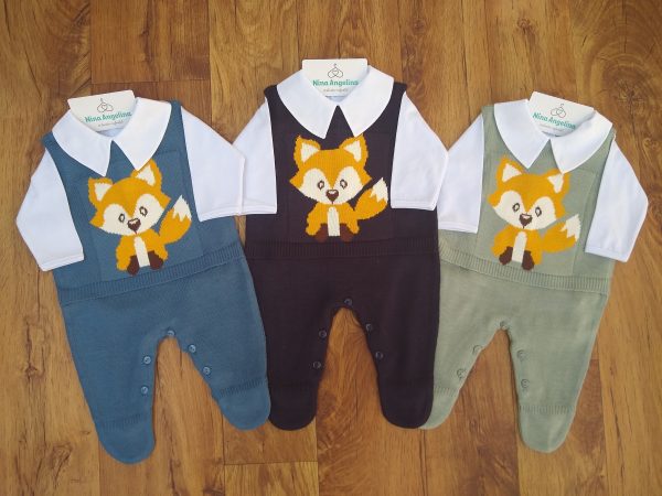 Macacão Salopete em tricot com body Raposinha