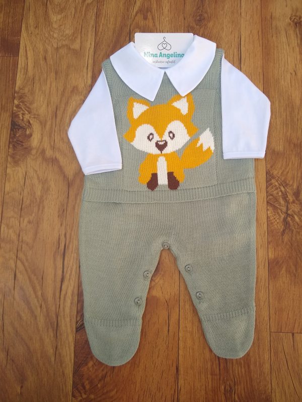 Macacão Salopete em tricot com body Raposinha