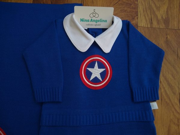 Saída de maternidade em tricot Heróis- Capitão América