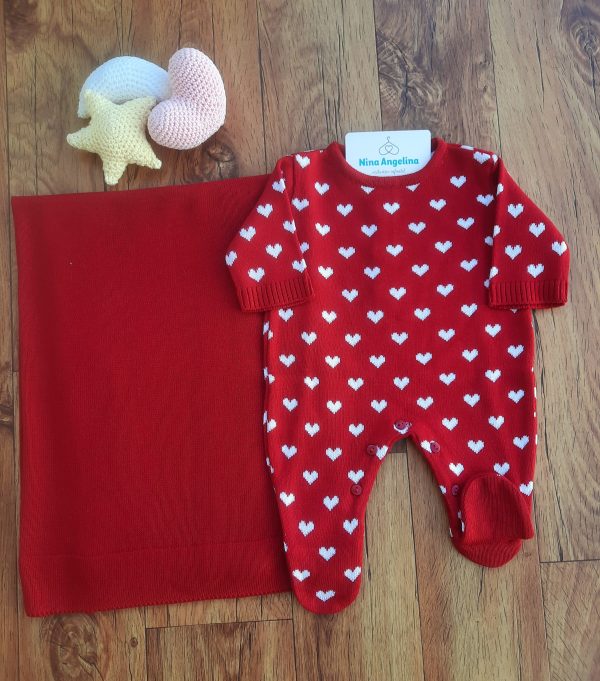 Saída de maternidade em tricot Corações