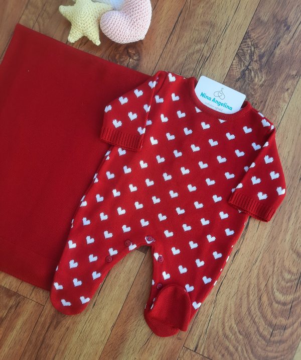 Saída de maternidade em tricot Corações