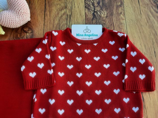 Saída de maternidade em tricot Corações