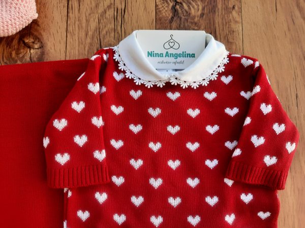 Saída de maternidade em tricot Corações