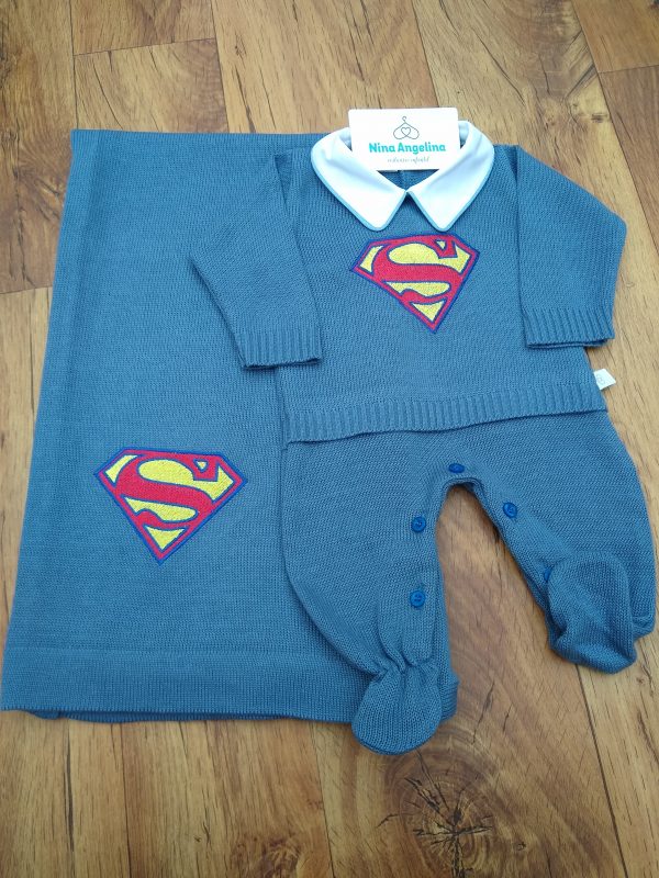 Saída de maternidade em tricot Heróis- Super Man