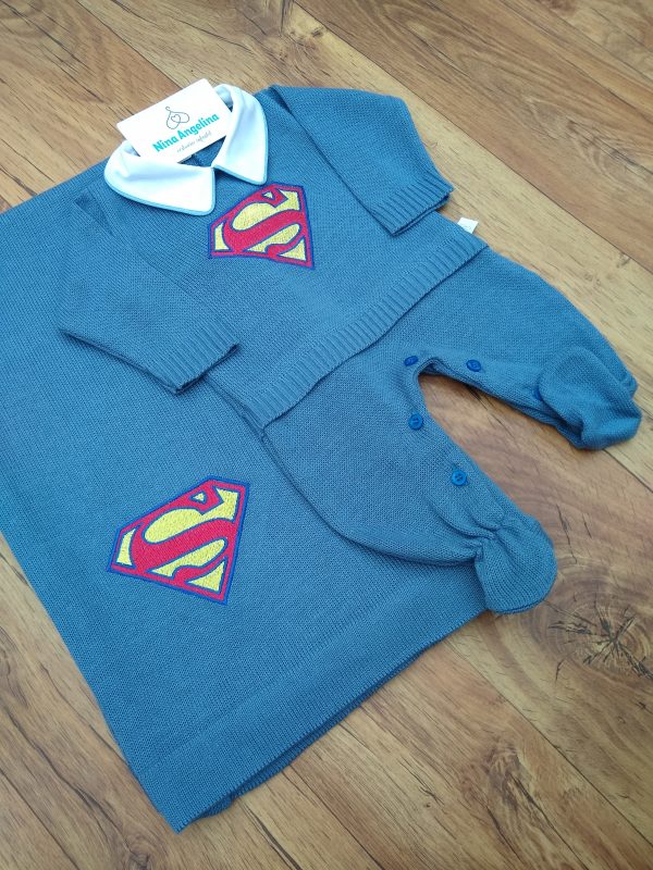 Saída de maternidade em tricot Heróis- Super Man