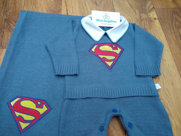 Saída de maternidade em tricot Heróis- Super Man