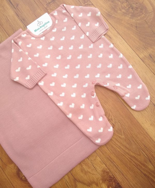 Saída de maternidade em tricot Corações