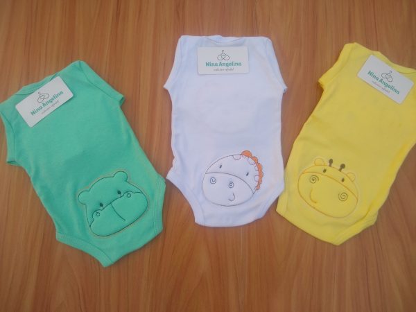 Kit três bodies manga longa Bichinhos