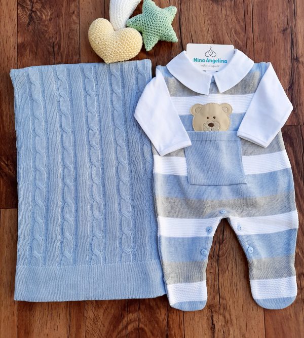 Saída de maternidade em tricot Salopete Bear