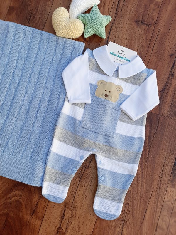 Saída de maternidade em tricot Salopete Bear