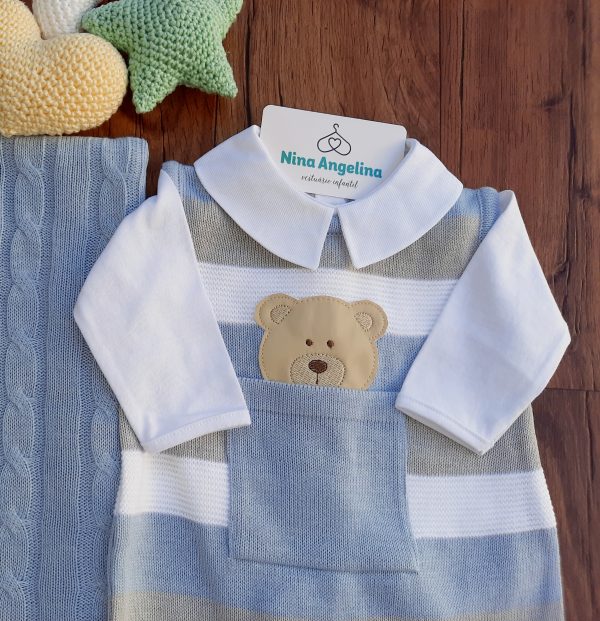 Saída de maternidade em tricot Salopete Bear