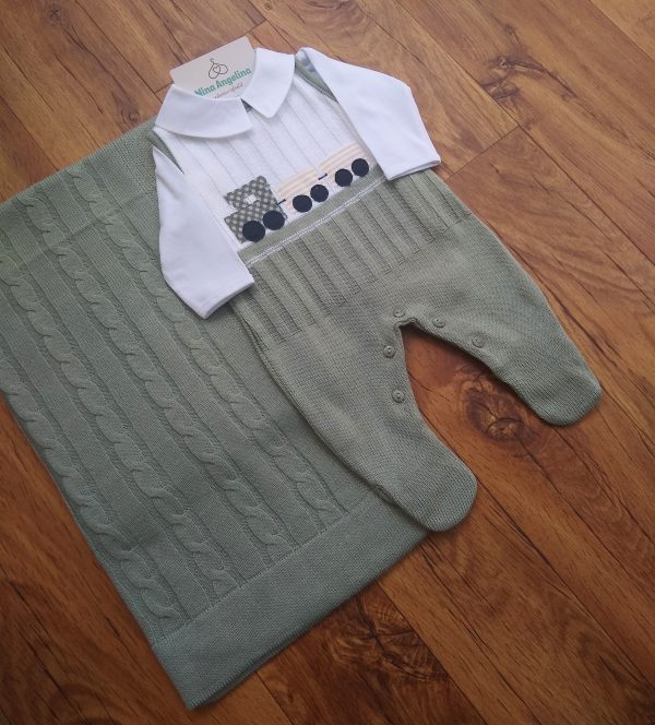Saída de maternidade em tricot Salopete Thomaz