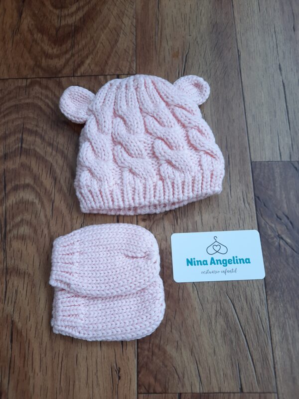 Kit Touca e Luva em Tricot Ursinhos