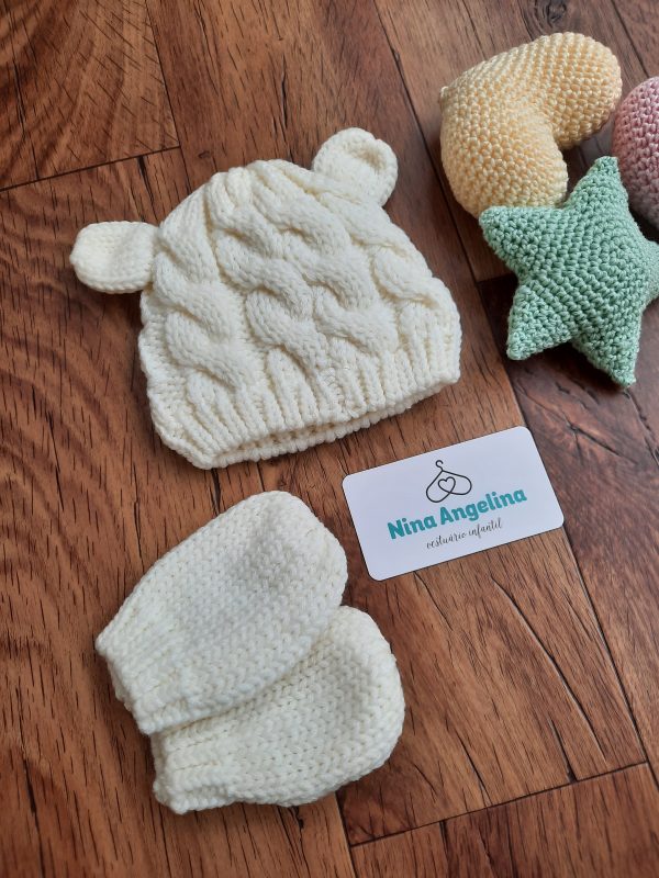Kit Touca e Luva em Tricot Ursinhos