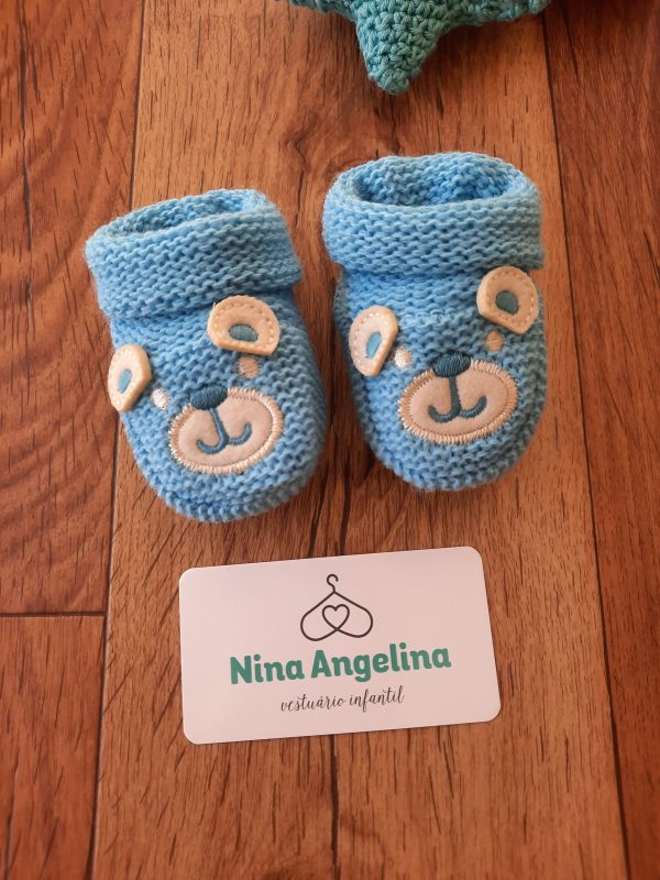 Sapatinho em Tricot Bordado Bear