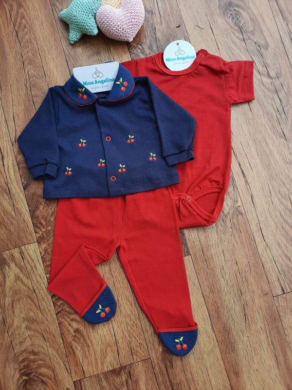 Conjunto Body, Calça e Casaco Cherry