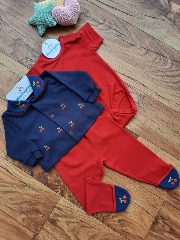 Conjunto Body, Calça e Casaco Cherry