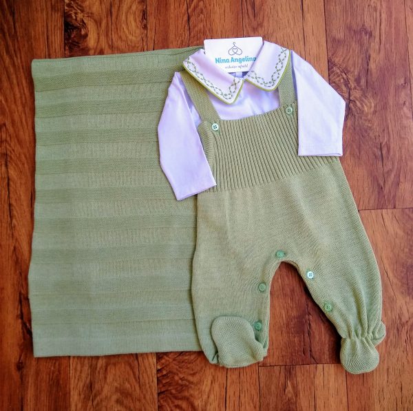 Saída de maternidade em tricot Jardineira- Marcus