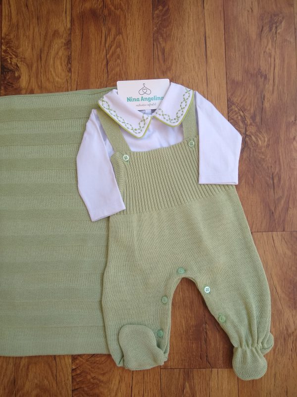 Saída de maternidade em tricot Jardineira- Marcus
