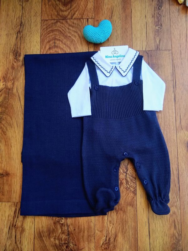 Saída de maternidade em tricot Jardineira- Marcus