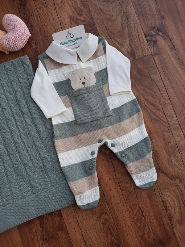 Saída de maternidade em tricot Salopete Bear