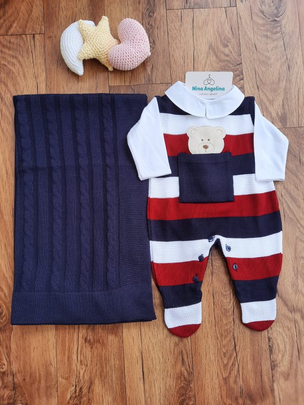 Saída de maternidade em tricot Salopete Bear