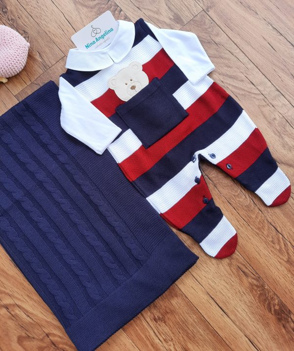 Saída de maternidade em tricot Salopete Bear
