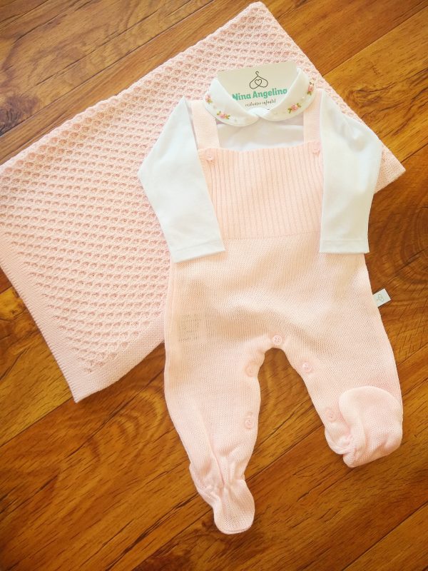 Saída de maternidade em tricot Jardineira- Marcela