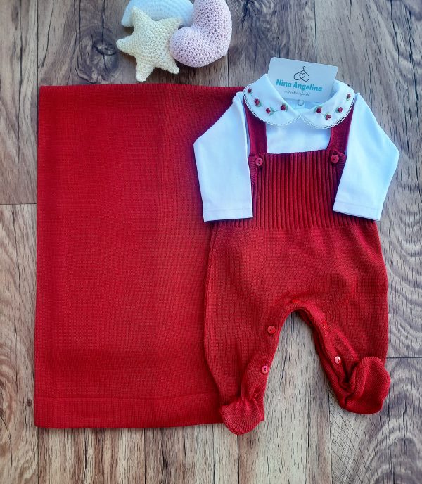 Saída de maternidade em tricot Jardineira- Marcela