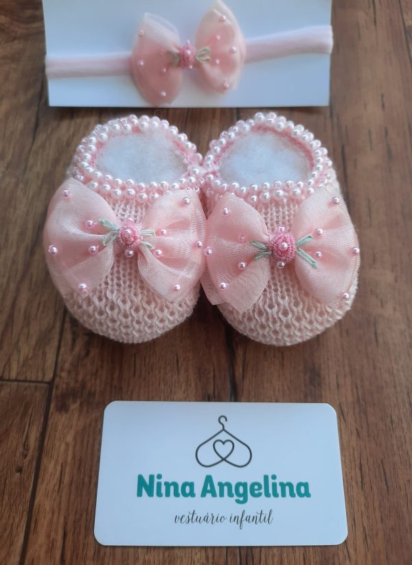 Sapatinho em Tricot + Tiara Celina