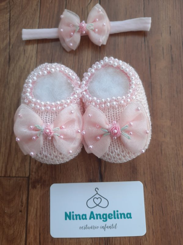 Sapatinho em Tricot + Tiara Celina