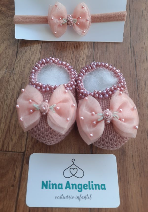Sapatinho em Tricot + Tiara Celina