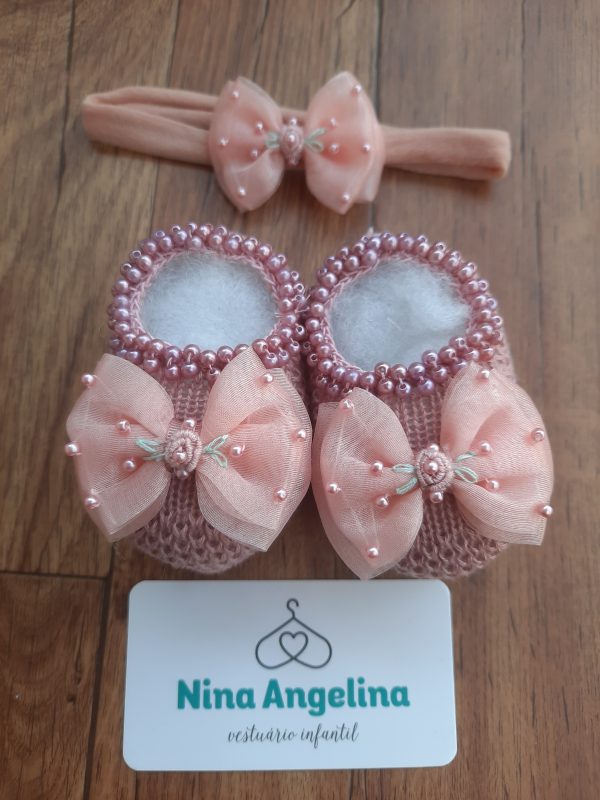 Sapatinho em Tricot + Tiara Celina