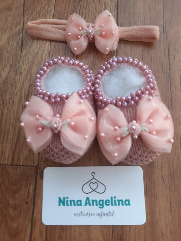 Sapatinho em Tricot + Tiara Celina