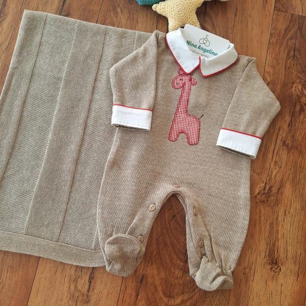 Saída de maternidade em tricot Benício- Girafinha