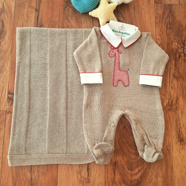 Saída de maternidade em tricot Benício- Girafinha